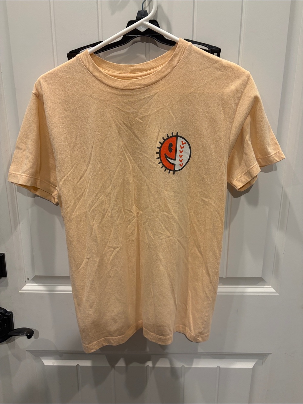 Boy's Peach Graphic Tee with Baseball Smile Logo